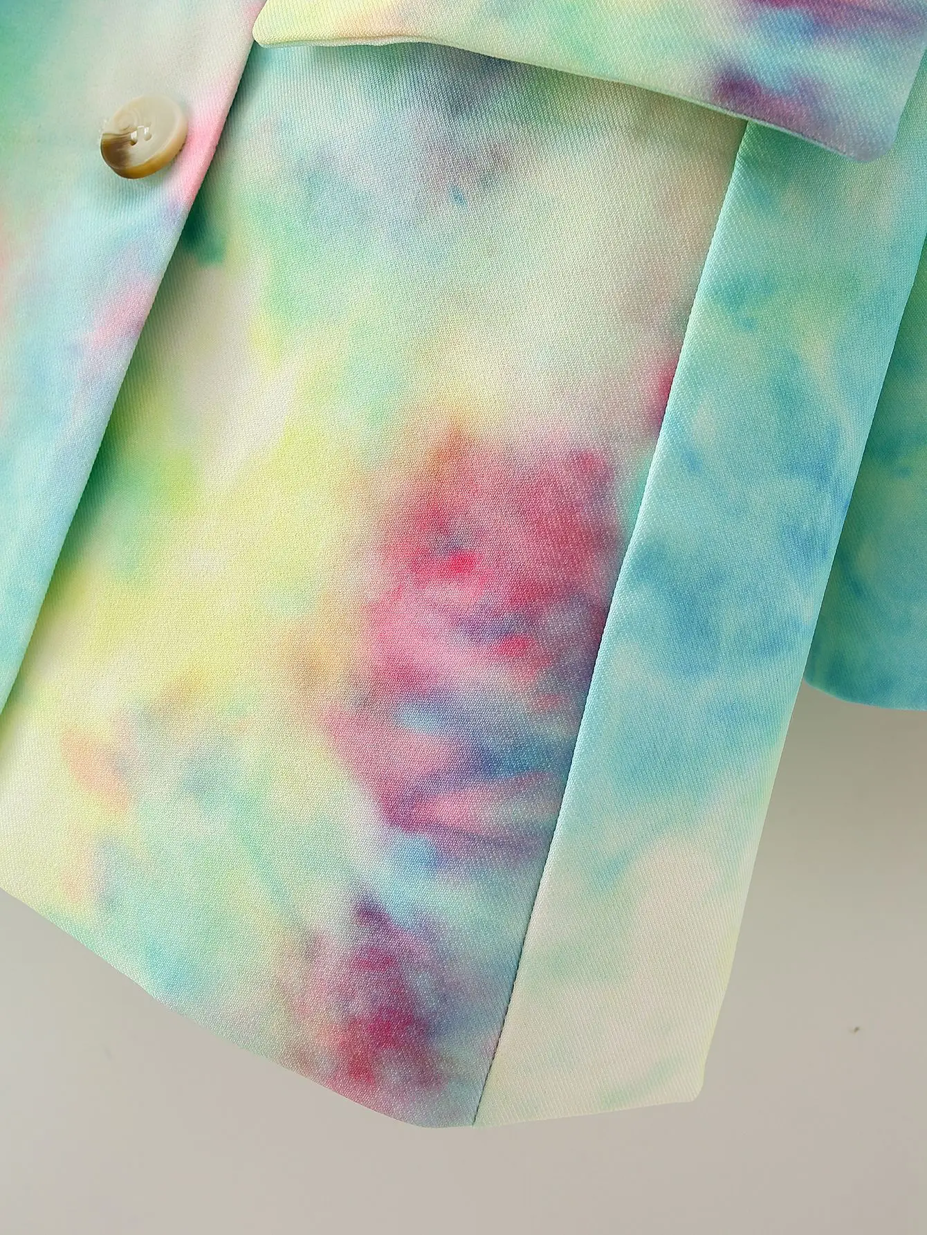 

Winter Clothes Women Korean 2020 Fashion Double-breasted Pink Tie-Dye Print Suit Jacket Female Blazers and Jackets Office Ladies