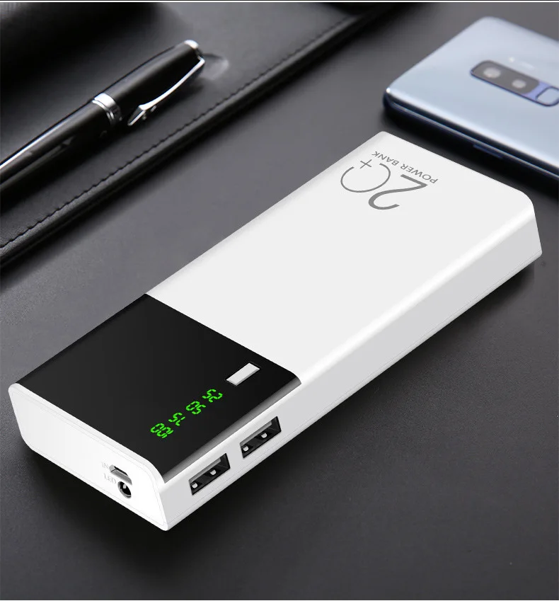 20000 мАч Power Bank Dual USB внешний аккумулятор с LED дисплеем быстрое портативное зарядное