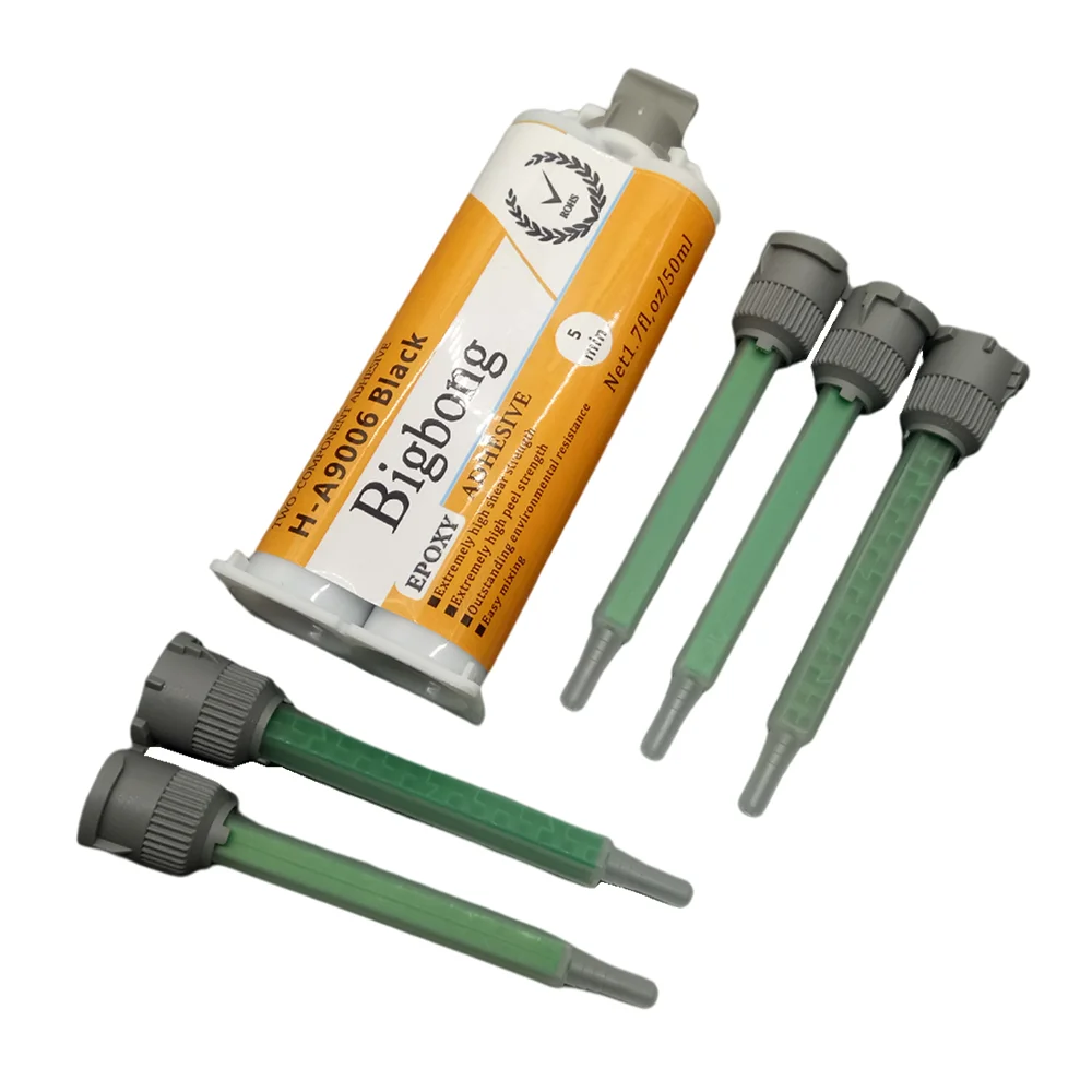 

50ml Black AB Glues 1:1 Epoxy Adhesives Glue Two-Component Resin Strong Adhesive with 5pc 1:1 Static Mixing Nozzles Mixed Tube