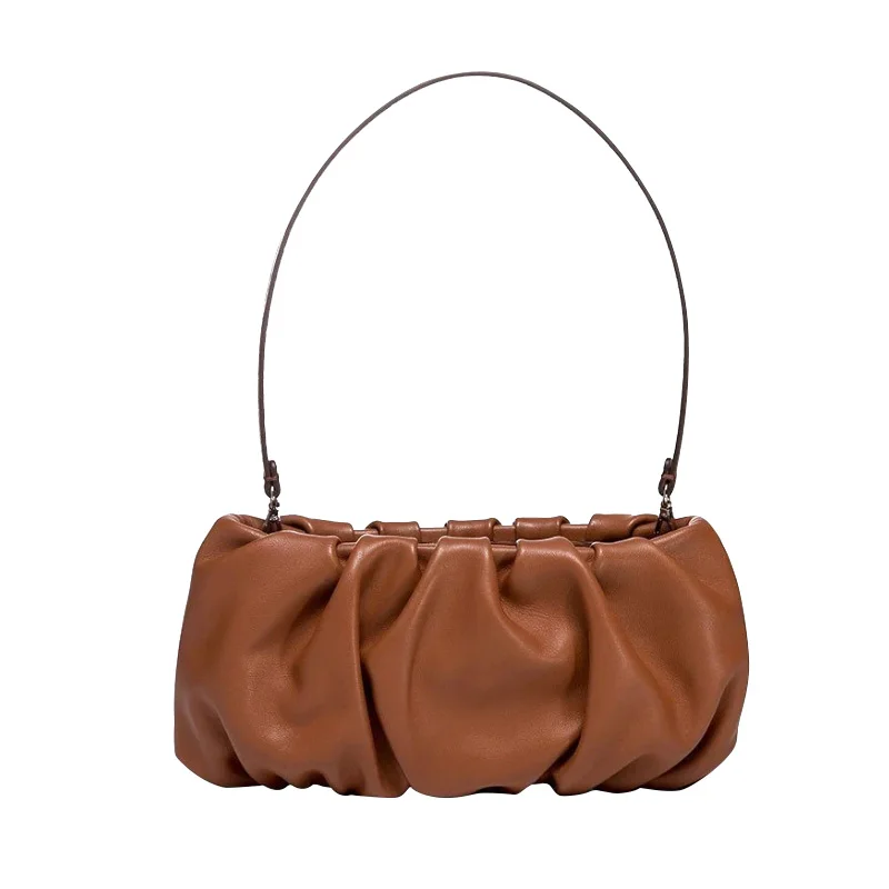 

Personalized Soft Leather Pleated Portable Shoulder Bag 2020 New Trendy Underarm Bag Ins Korean Style Messenger Bag 2HZ7