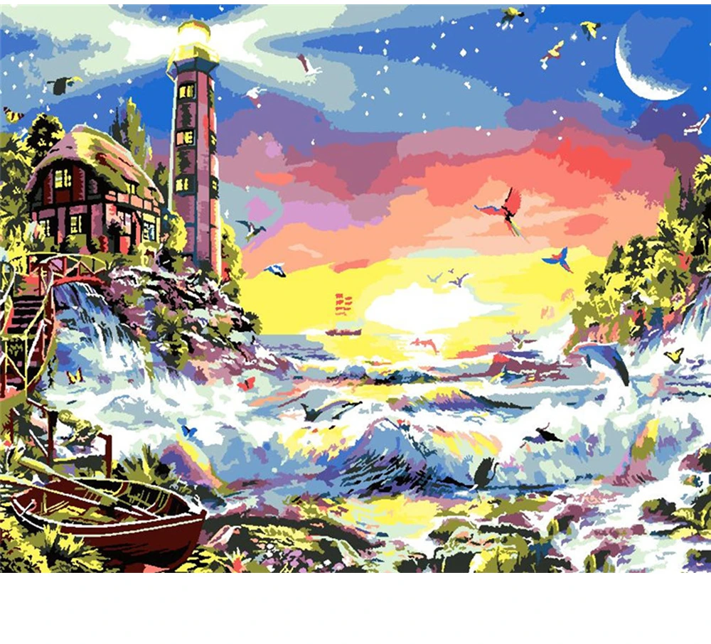 

CraftArtGo картина по номерам пейзаж рисунок на холсте Ручная роспись подарок алмазов картина по номерам водопад комплекты, украшение для дома