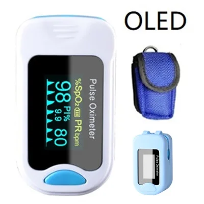 OLED blue bag cover Пальцевой Пульсоксиметр De Dedo Pulso Oximetro домашний семейный Пульс оксиметр Pulsioximetro пальцевой Пульсоксиметр CE светодиодный O светодиодный - Цвет: OLED blue bag cover
