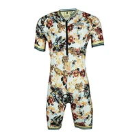 quality mens short sleeve triathlon coverall clothing lycra flower tri suit breathable mountain mtb road bike cycling jersey