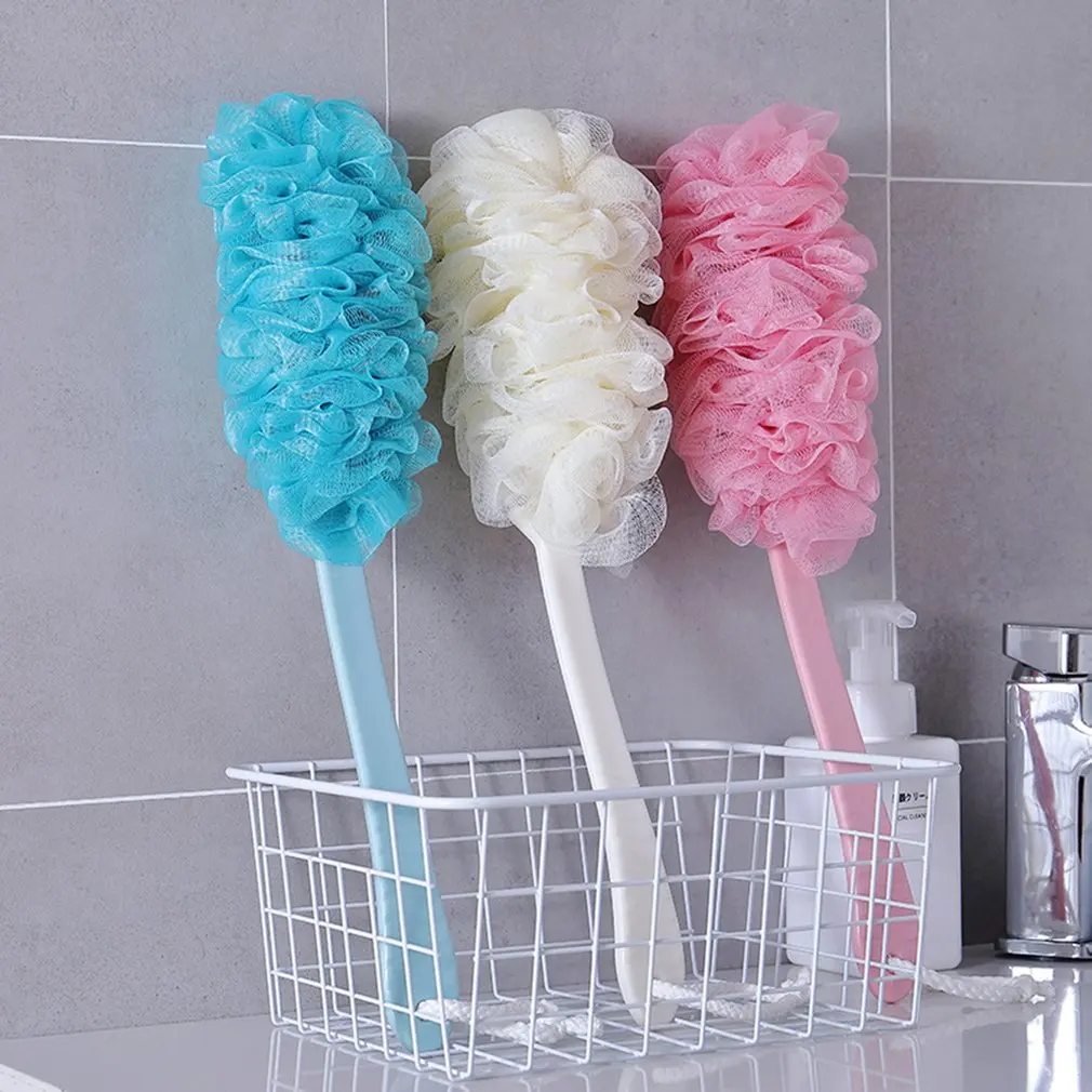 

Fashion New Long Handle Hanging Soft Mesh Back Body Bath Shower Scrubber Brush Sponge For Bathroom Hot Sale Shower Brush