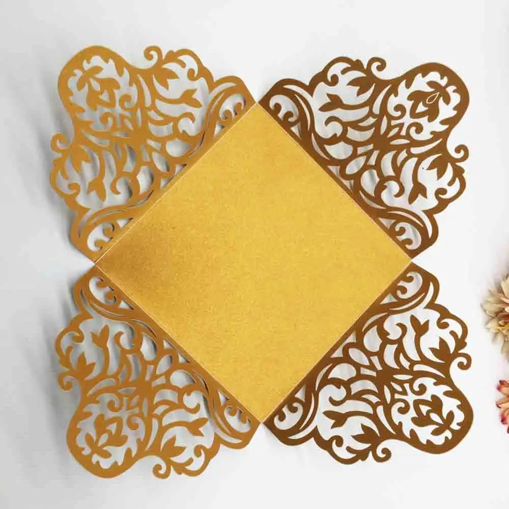 

50pcs For-folding Luxury Invitation Envelope Letter Cover Vintage Sculpture Engagements Celebration Letter Cover