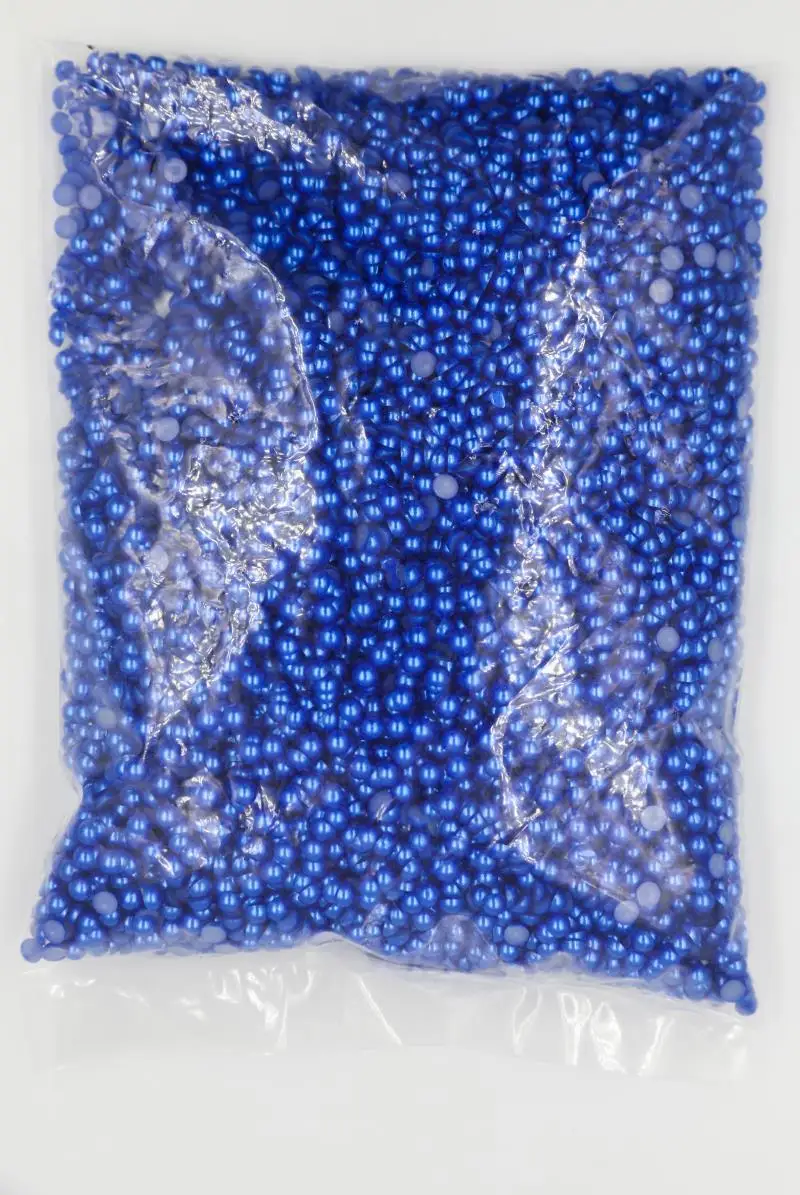 

2mm~14mm All Size Sapphire Color Flat back ABS round Half Pearl beads, imitation plastic half pearl beads