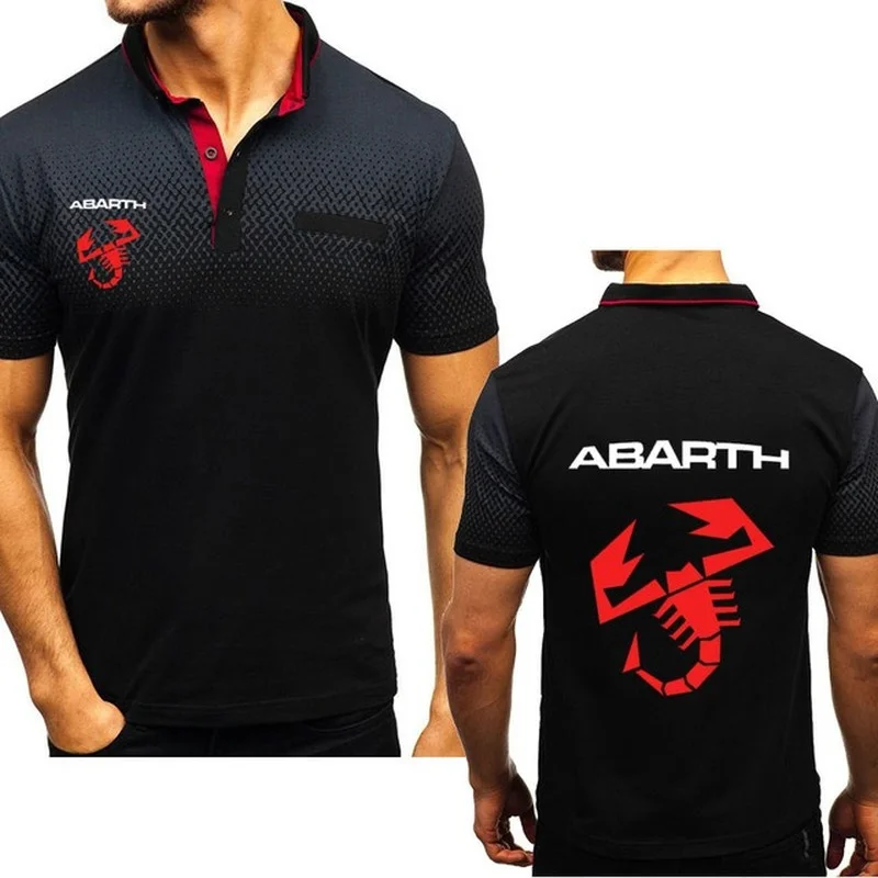 

New 2021 Summer Mens Short sleeve for Abarth Car Logo printing Cotton Gradient Crew neck Short Sleeve casual Men's polo shirt