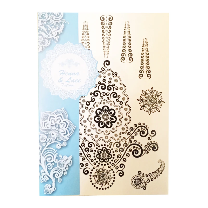 

1 шт. модная вспышка Водонепроницаемая Татуировка Женская черная хна драгоценность сексуальный кружевной цветок Тотем Свадебная хна време...