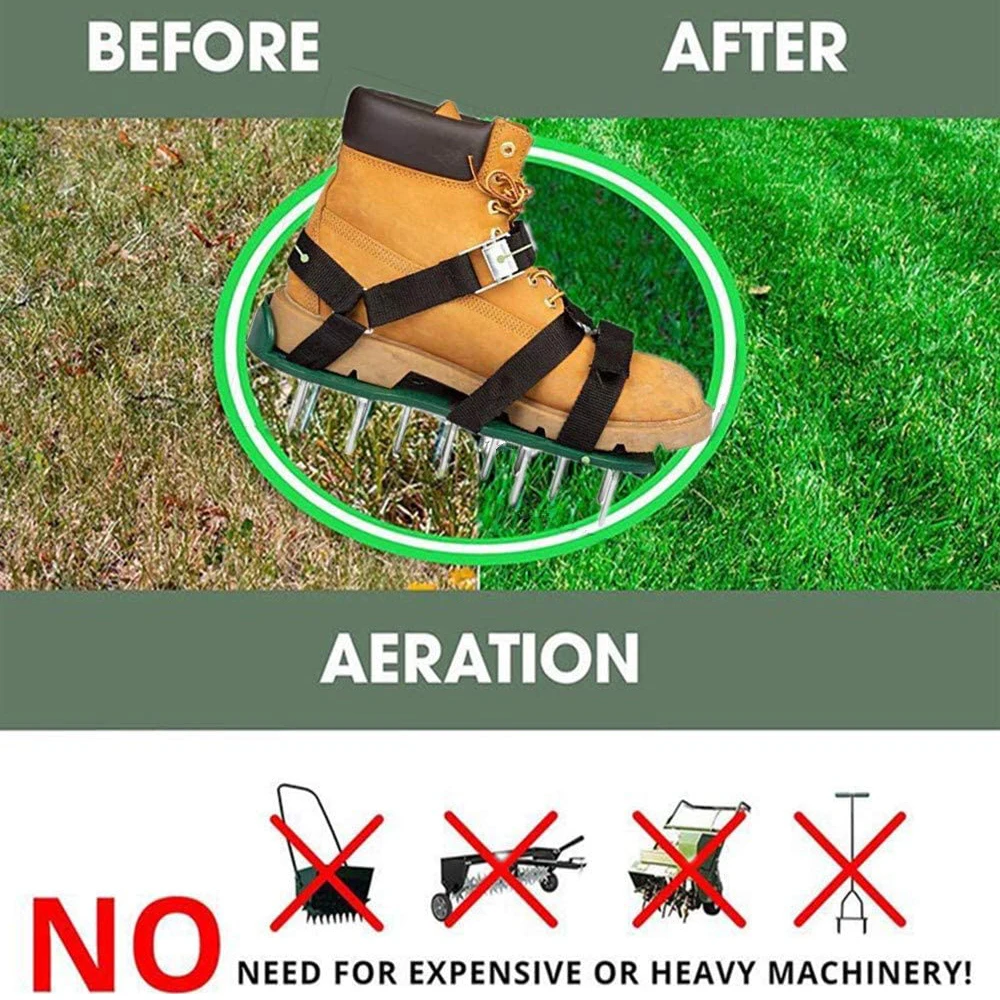 

Lawn Aerator Shoes Grass Spiked Gardening Walking Shoes For Garden Yard Grass Cultivator Scarification Nail Tool