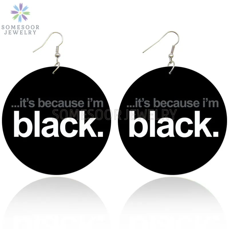 SOMESOOR It's Beacuse I'm Black Wood висячие серьги с обеих сторон принтом афро сила