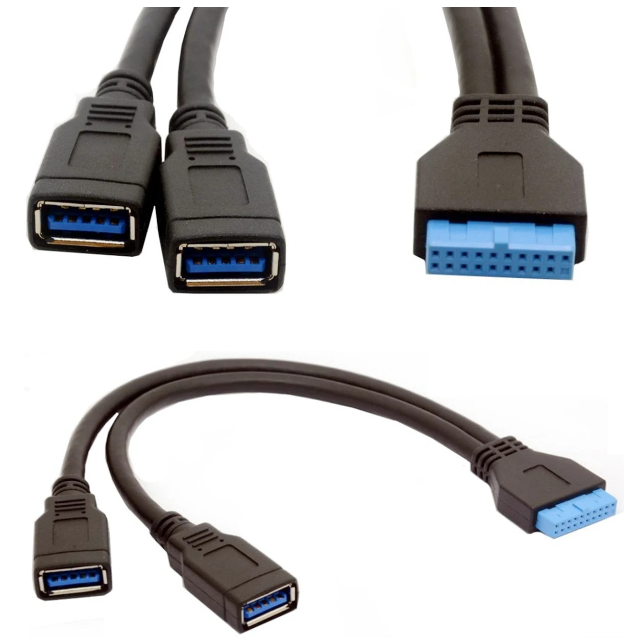 

USB 3.0 female to 20-pin port header connector motherboard internal connection adapter cable wire