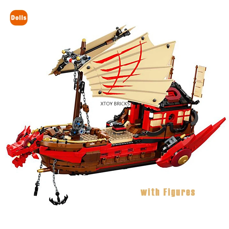 

Destiny's Bounty Boat Ship With Figures Building Blocks Sets Compatible 71705 Educational Children's Toys Gifts