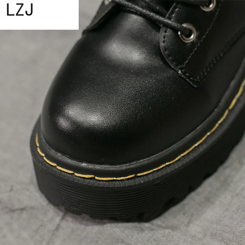 LZJ/женские ботинки ботильоны на платформе со шнуровкой и толстой подошвой на молнии; Botines Mujer; коллекция года; Botas Feminina