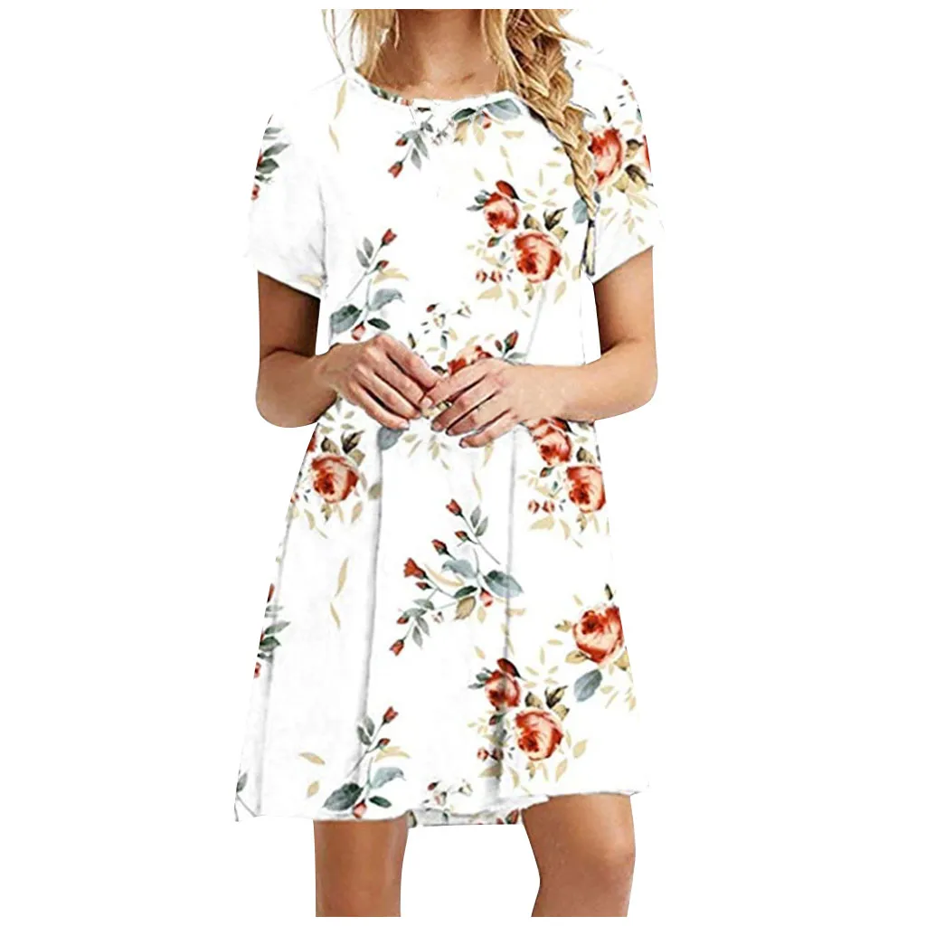 Женская футболка с коротким рукавом и круглым воротником принтом летняя