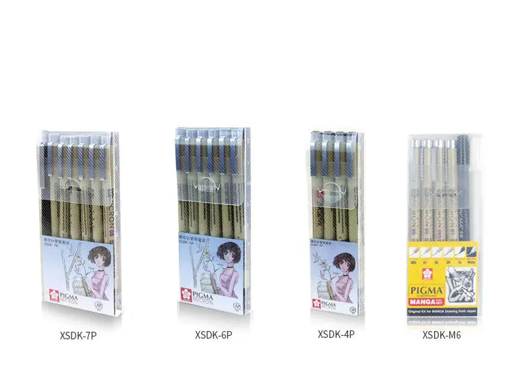 

Sakura Micron Drawing Pen Black Fine Line Pen Art Supply 4/6/7pcs Set 005 01 02 03 04 05 08 1mm brush Graphics Design