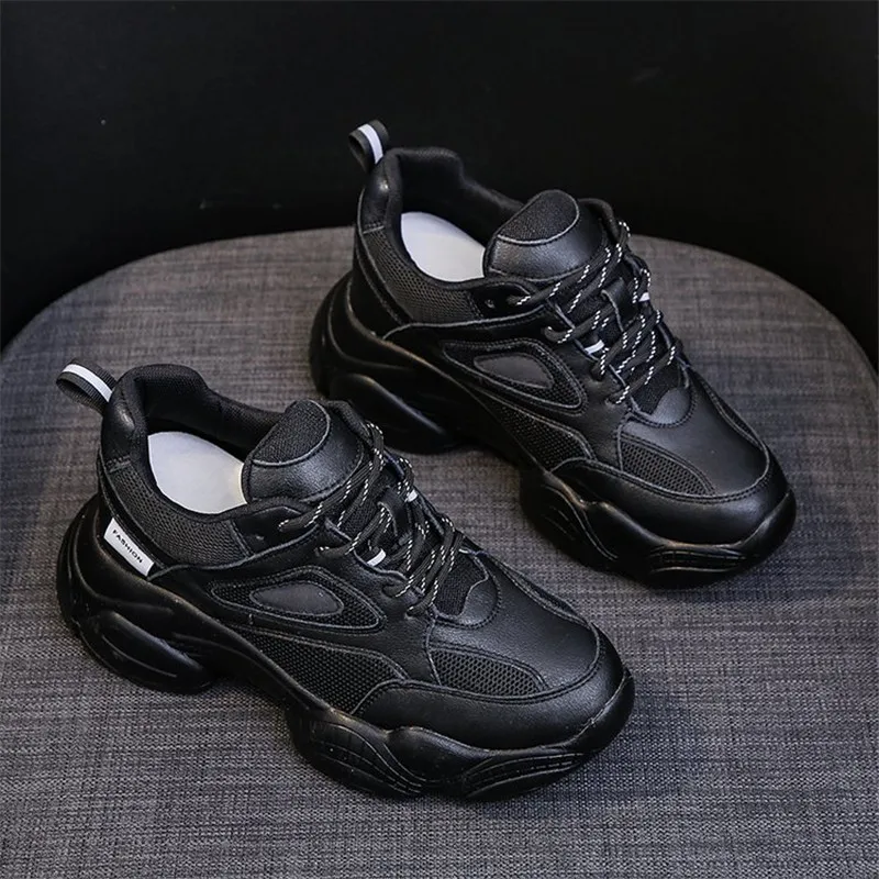 

2020 Women's Platform Chunky Sneakers 2019 fashion Mesh Buckle female Thick Bottom shoes woman Women's Vulcanize Shoes