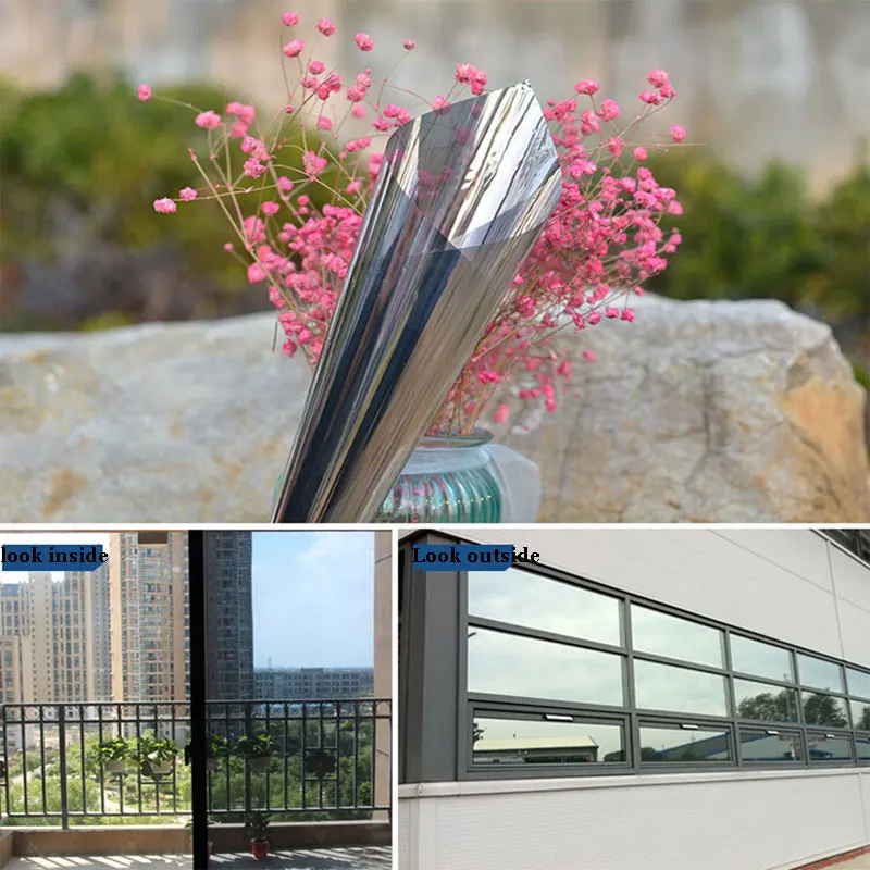 Односторонняя зеркальная оконная пленка 70 см x 3 м виниловая самоклеящаяся