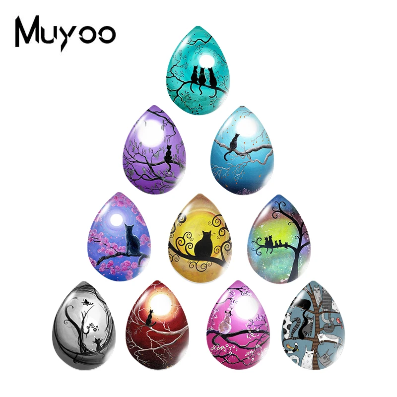 2019 новый цветок собака искусство слеза падение стекло кабошон живопись с