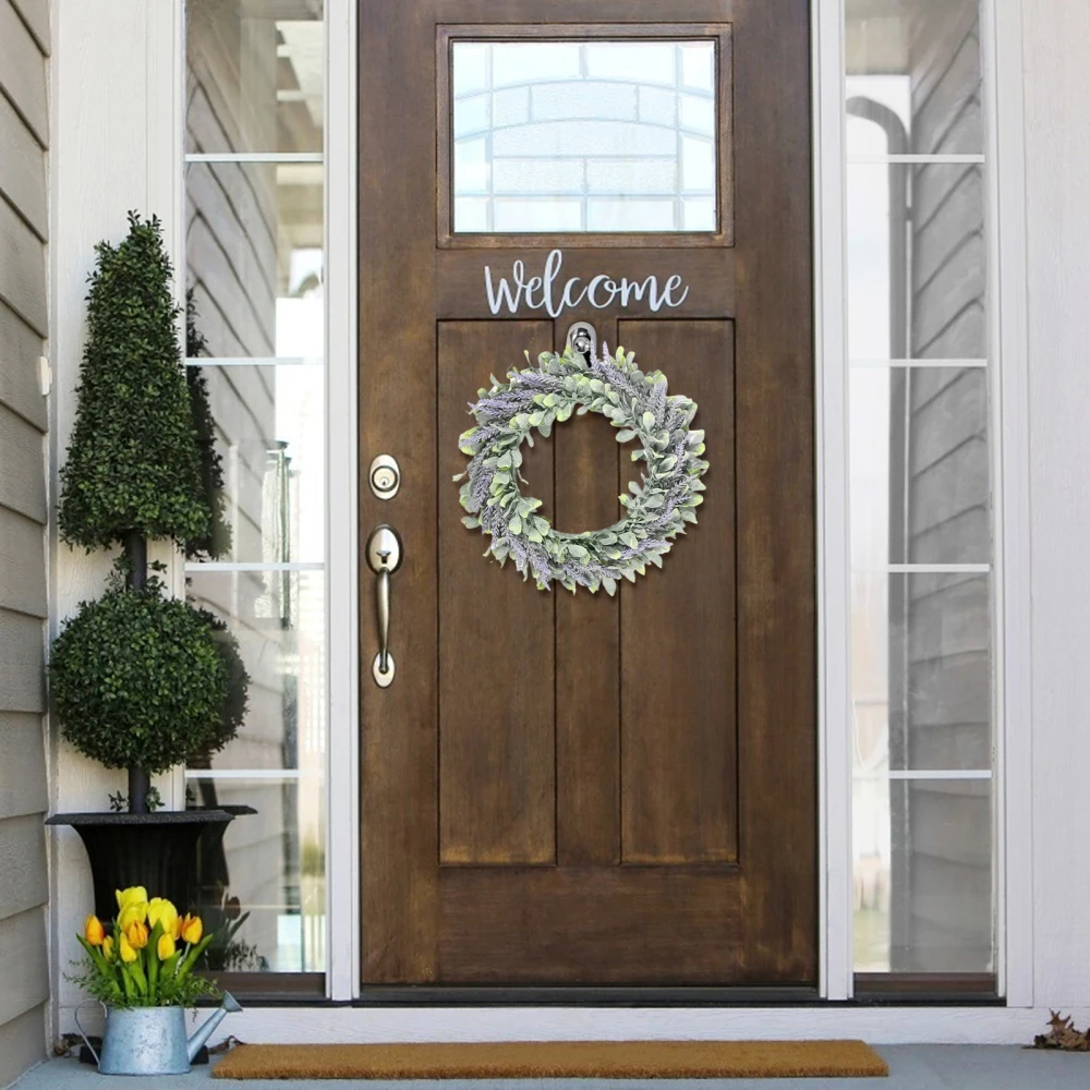 

Wreath Silk Flower Garland Lavender Party Decoration In/outdoor Wall Dec Fake Floral Rattan