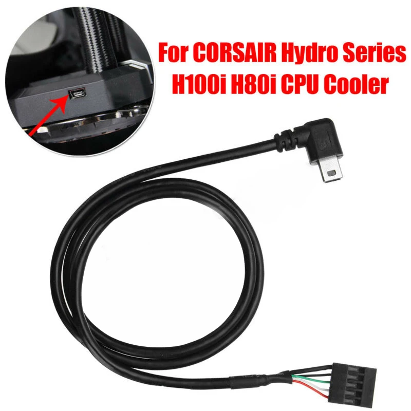 Новый 58 см USB-кабель для охлаждения процессора для CORSAIR Hydro Series H80i/H100i/H110i/H115i, черный (пластик)