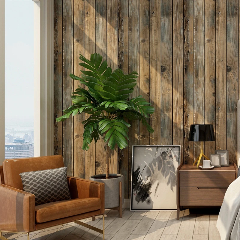 

3D Vinyl Self Adhesive Peel and Stick Wood Plank Wallpaper PVC Retro Wood Grain Wallpapers For Living Room Sticker Home Decor