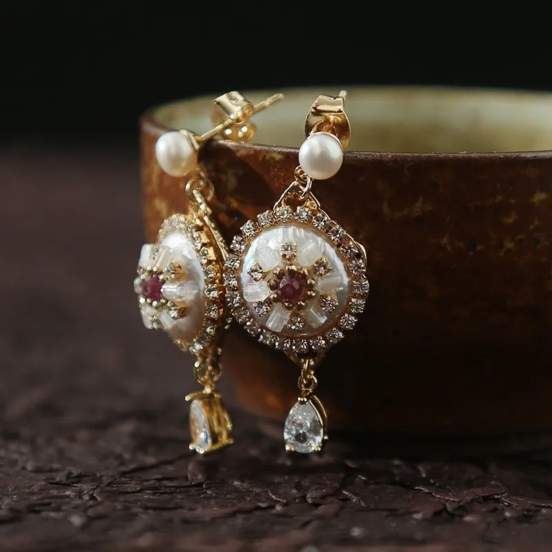 2019 Новая мода натуральный жемчуг вышивка с цирконием чисто ручной работы