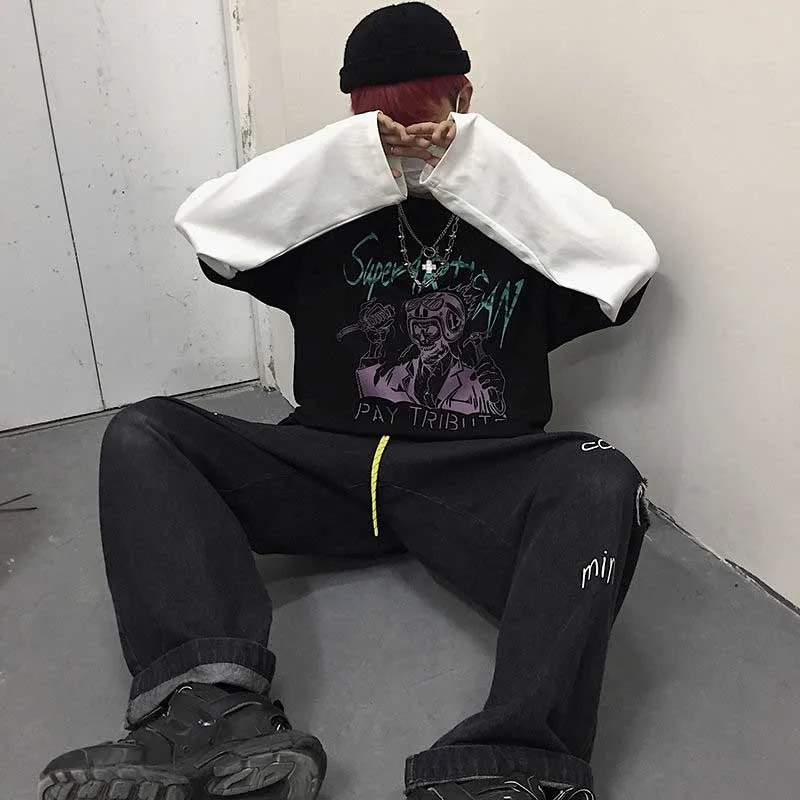 Футболка NiceMix в стиле Харадзюку для мужчин и женщин уличная одежда Свободный Топ