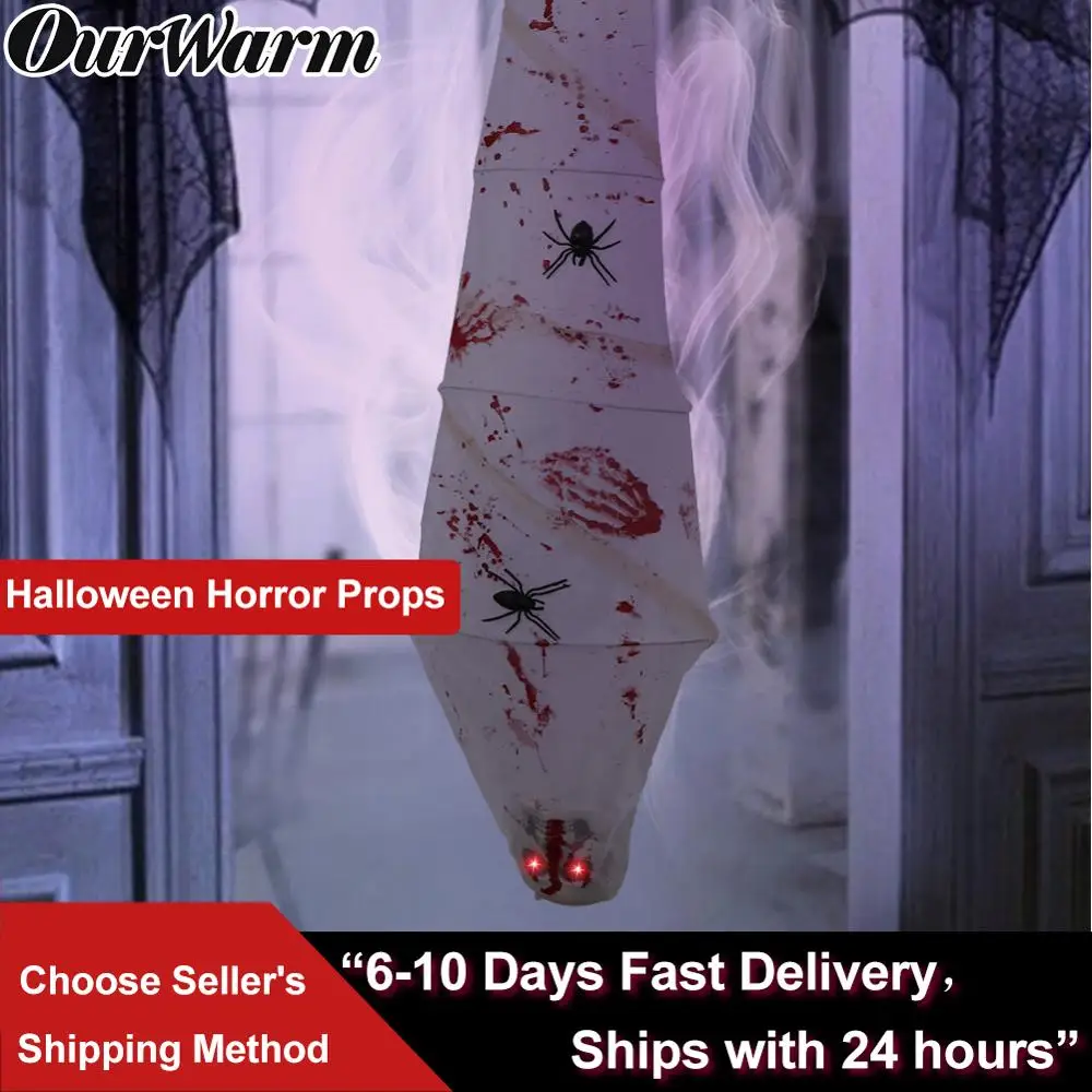 Ourwarm Хэллоуин вечерние украшения кокон труп 72 дюйма Висячие трупы с светодиодный
