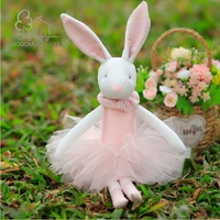 luxury pink ballerina buny plush stuffed animal toys lovely children birthday gifts handmade princess rabbit girl doll soft toys