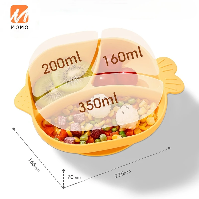 

Baby Plate Baby Suction Cup Silicone Grid Plate Complementary Food Bowl Spoon Children Tableware Set