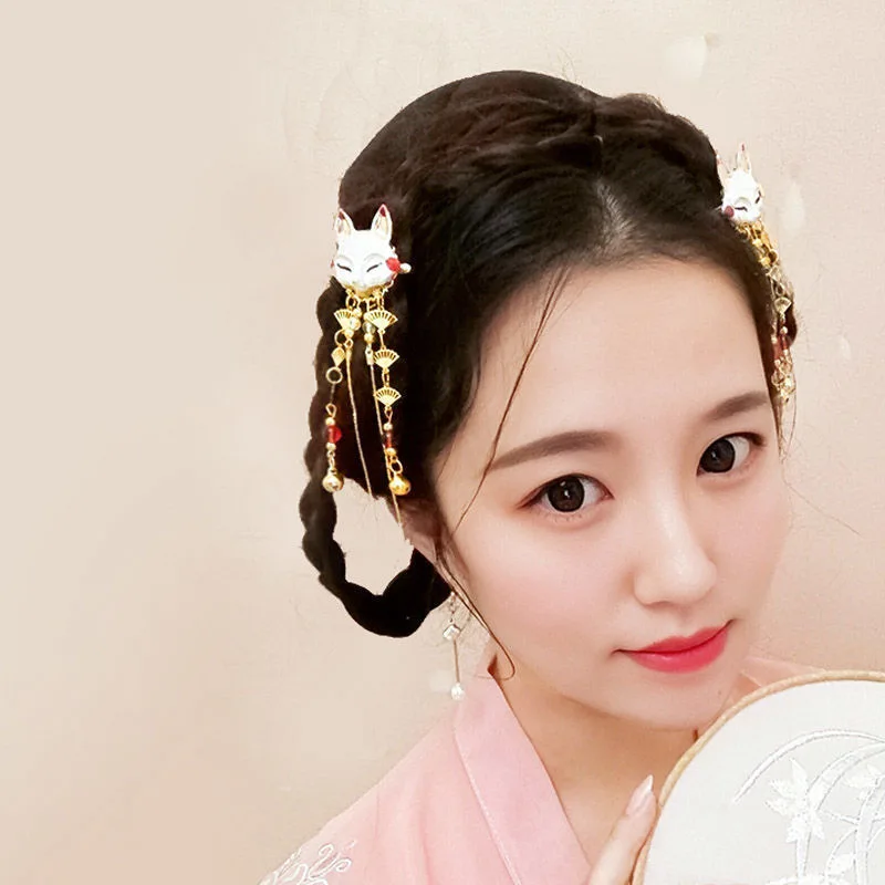 Женский головной убор из японского аниме кавайная заколка для волос в виде лисы с