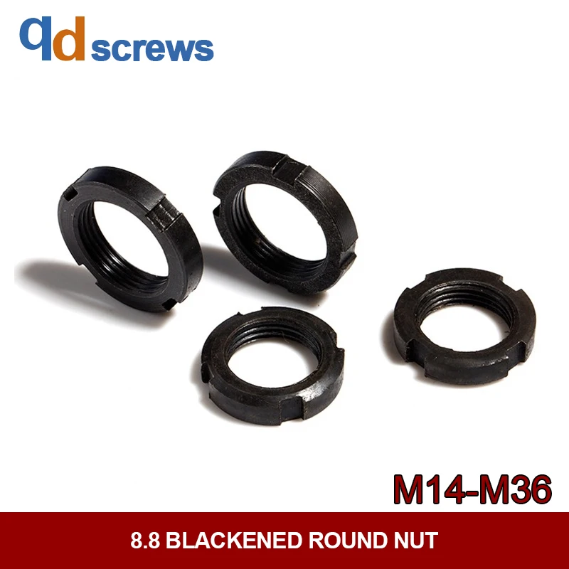 

8.8 M14M16M18M20-M36 blackening small round nuts slotted nut GB 810