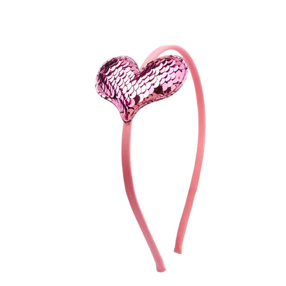 Pink headband Meimile Блестки для волос для девочек, ободок с сердечком для детей, аксессуары для волос русалки, подарки на день рождения для девочек - Цвет: Pink headband