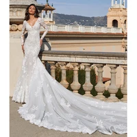 robe de mariee boho sexy v neck backless luxury lace mermaid wedding dresses 2021 new bridal gown vestidos de noiva