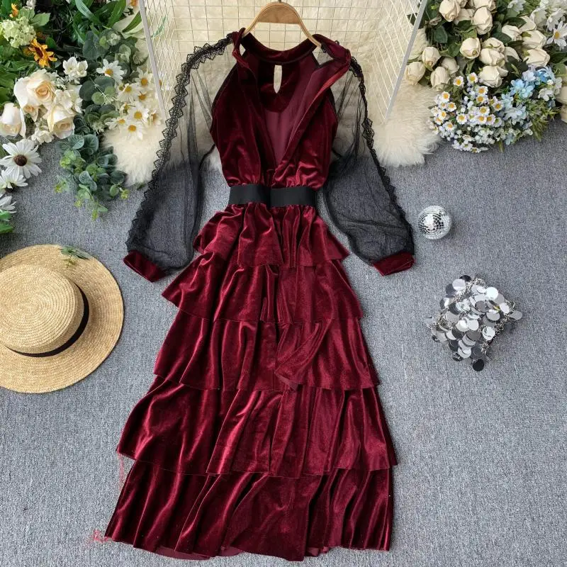 Новое Женское Платье макси с длинным рукавом Цветные Лоскутные облегающие