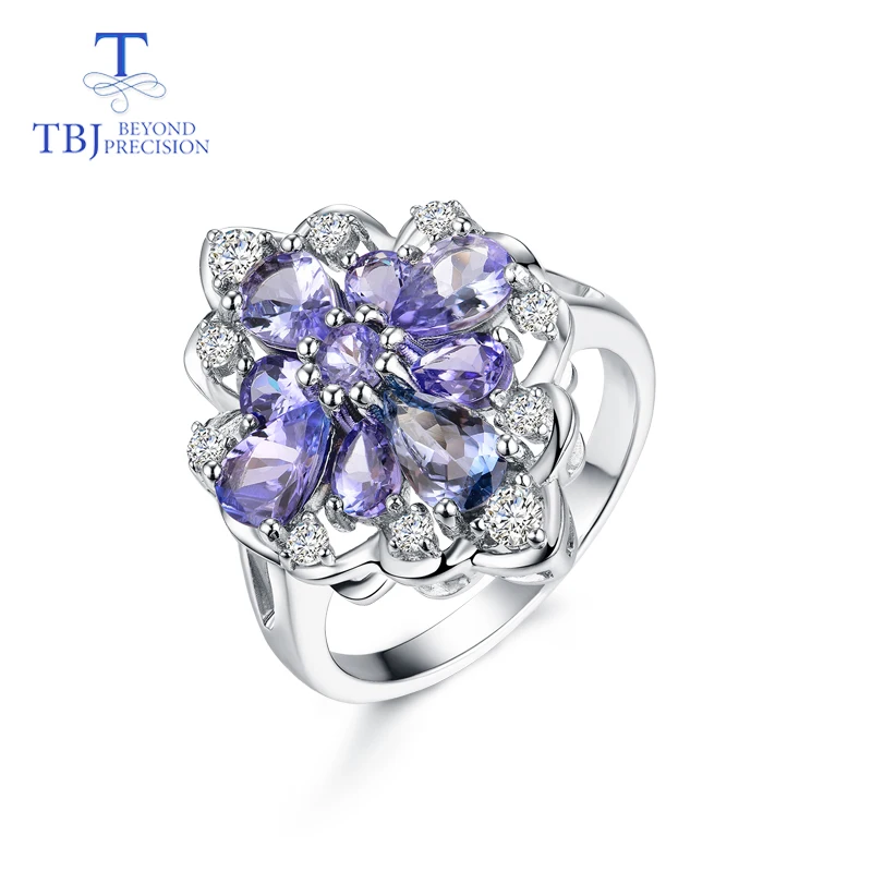 

TBJ,tanzanite ring natural gemstone in 925 sterling silver luxury shiny precious stone jewelry for lady women mom wife as gift