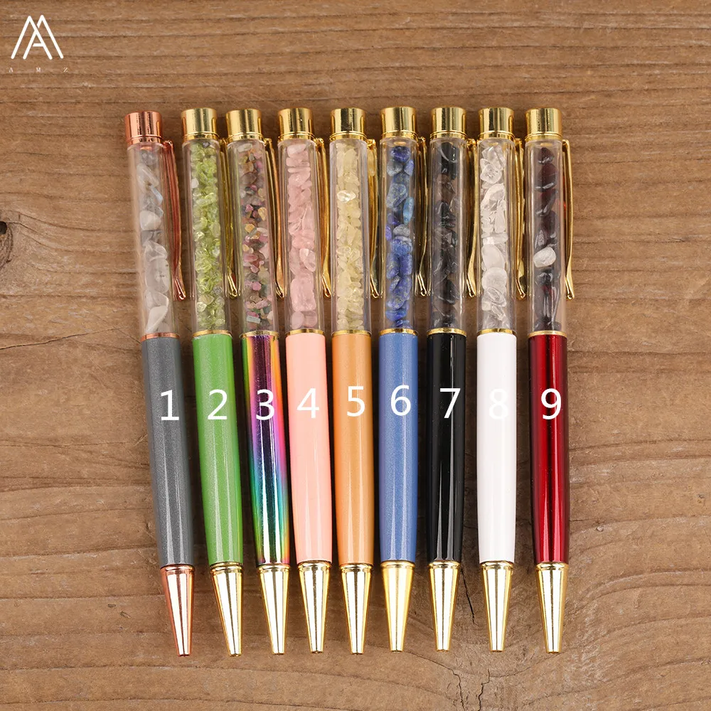 

Натуральный драгоценный камень круглые бусины шариковая черные чернила для ручки кварцевый Шариковая ручка для студенческим пакетом Office Бизнес для канцелярских принадлежностей