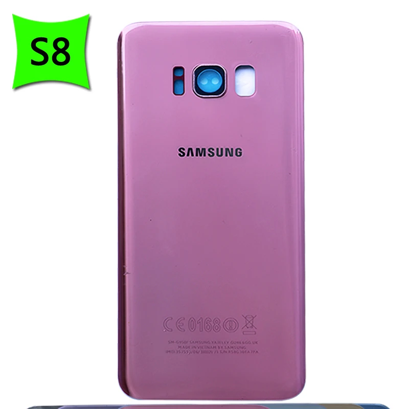 Для samsung Galaxy S8 Plus G950 G955 задняя крышка батарейного отсека стеклянный корпус для S8P S8 задняя крышка батарейного отсека - Цвет: S8 Pink with Lens