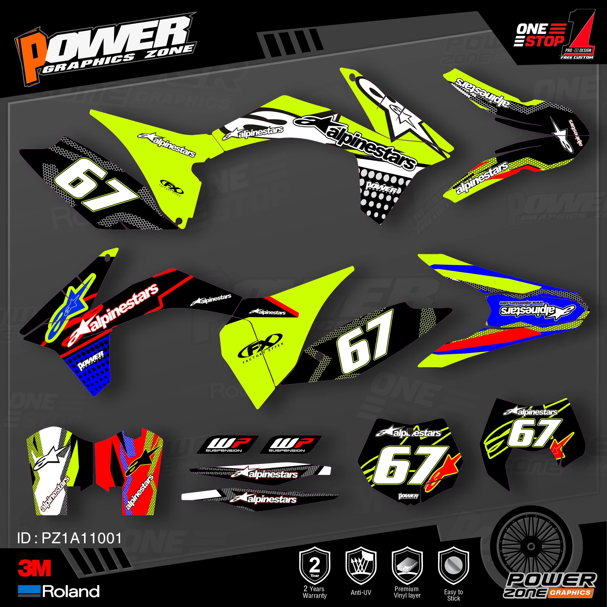 PowerZone Custom Team Graphics деколи для фона 3 м Набор наклеек KTM SX SXF MX 11 12 EXC XCW Enduro 13 125 до 500cc