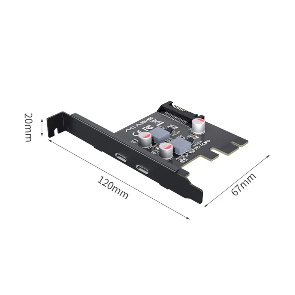 

Acasis PCIE Riser Expansion Card Dual Fast Charging PD 20W Type C Adapter Card for Apple Android System 2021New 120*67*20mm