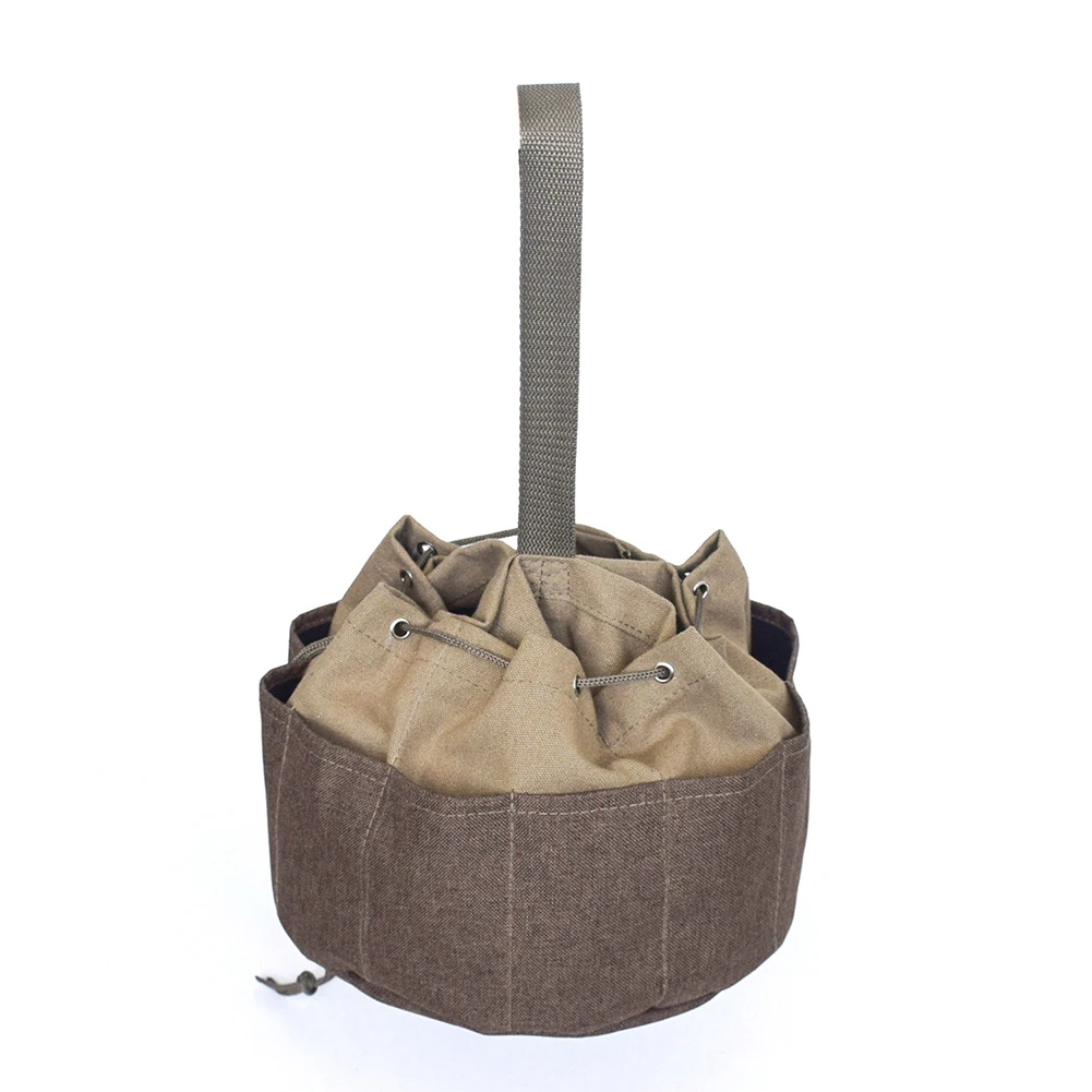 

Drawstring Multi Pocket Canvas Storage Umbrella Like Plumber Garden Tool Bag Outdoor Holder Repair Portable Multi-pocket Khaki