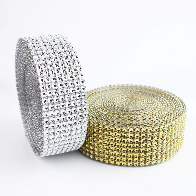 10 Yards 4mm Plastic Environmental Imitation Diamond Mesh Drill Roll Tape DIY Hollow Bling Rhinestone Wrap Ribbon Wedding Decor | Дом и сад