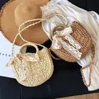 Летняя соломенная сумка, модная плетеная Сумка через плечо с кружевной лентой, сумка через плечо для девушек и женщин (хаки)