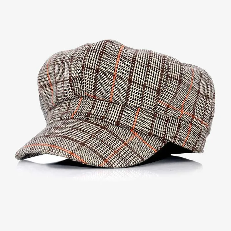 Кепка газетчика для мужчин и женщин восьмиугольные шляпы в клетку Повседневная