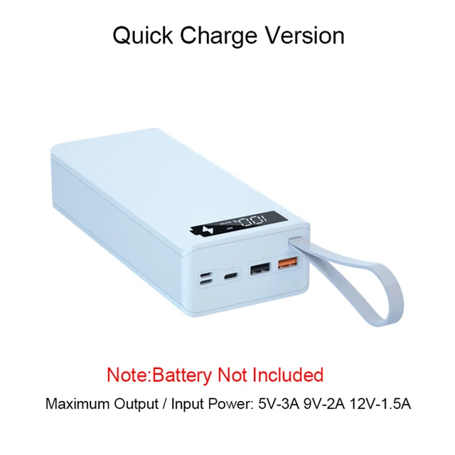 18650 Battery Charger Box Power Bank Holder Case Dual USB LCD Display Support Quick Wireless Charger Battery Shell Storage