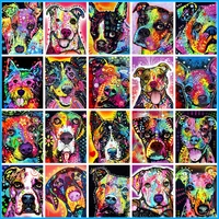 fsbcgt colorful dog phiz kits oil painting by numbers adults for drawing on canvas handpainted coloring by numbers home decor