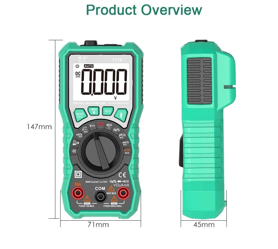 6000 counts Multimeter NCV Digital Multimeter True-RMS Auto Ranging AC/DC Voltage Meter Multimetro Digital Multimetr Voltmeter