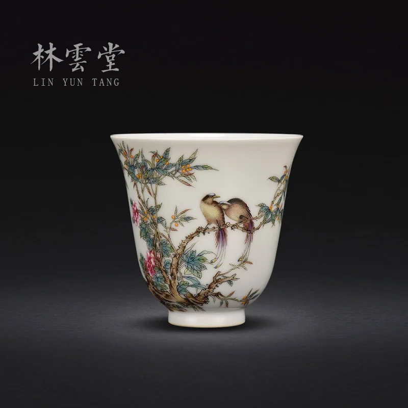 

Одиночная чашка Lin Yuntang, Ручная Роспись Цзиндэчжэнь, керамическая Порошковая эмалированная чашка для мастера кунг-фу, образец чашки чая