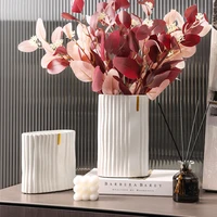 european ceramic white vertical pattern vase hydroponic flower arrangement living room dining table art flower vase home decor