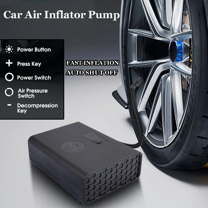 

Car Air Compressor Portable Tire Inflator Air Pump Auto Air Pump For Car Motorcycle Balls LED Light Tire Pump